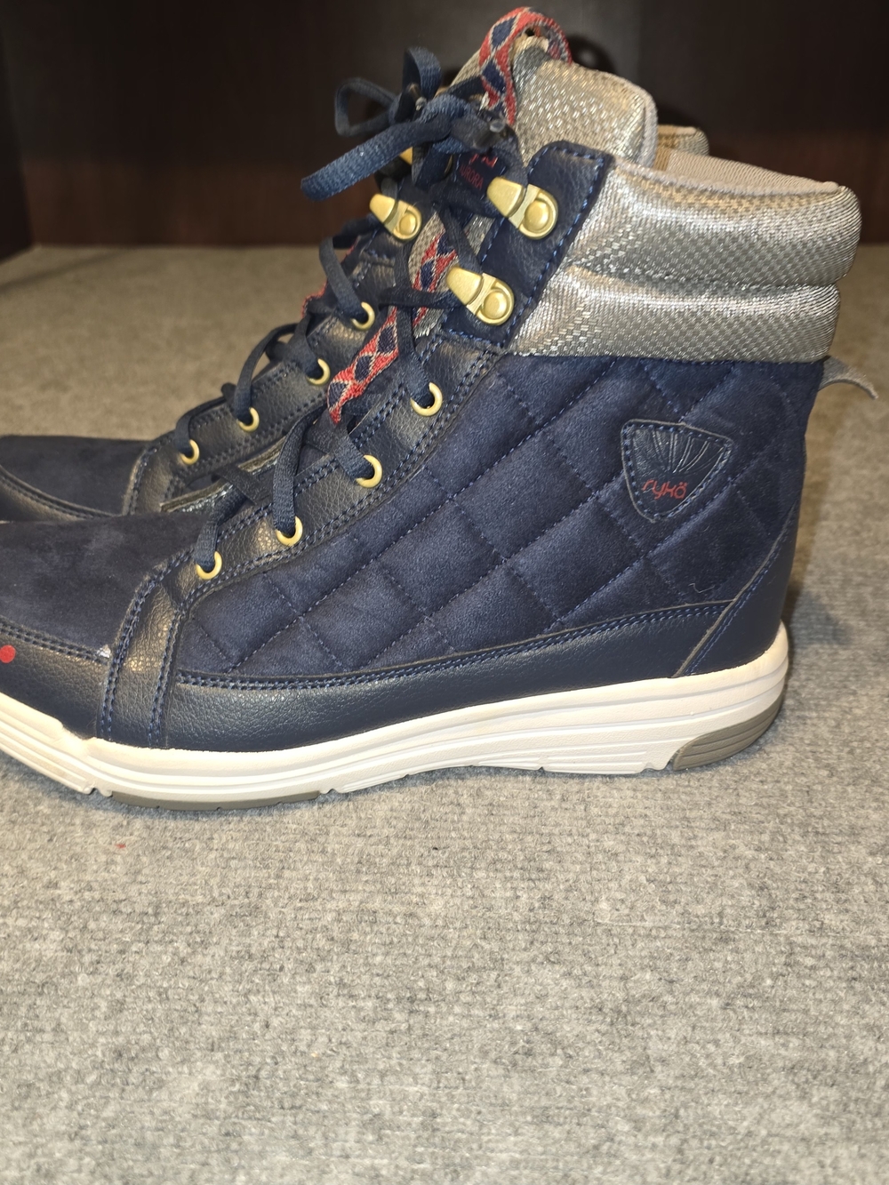 Ryka Aurora Women’s 9.5W Navy Quilted High Top Sneaker Boots Water Resistant